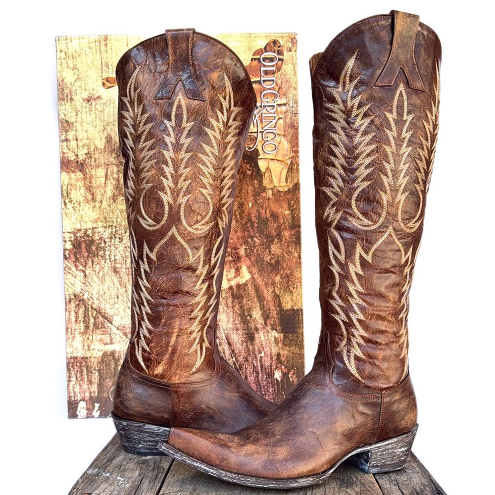 Sold OLD GRINGO Mayra Brown Tall Knee High Relaxed Fit Cowgirl Western Boots 9 - Picture 6 of 7